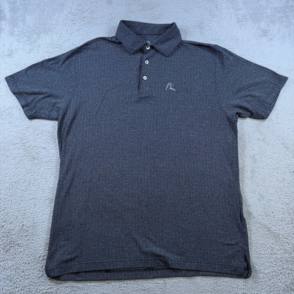 Rhoback Polo Shirt Mens Large Grey Herringbone Golf Performance Stretch Active